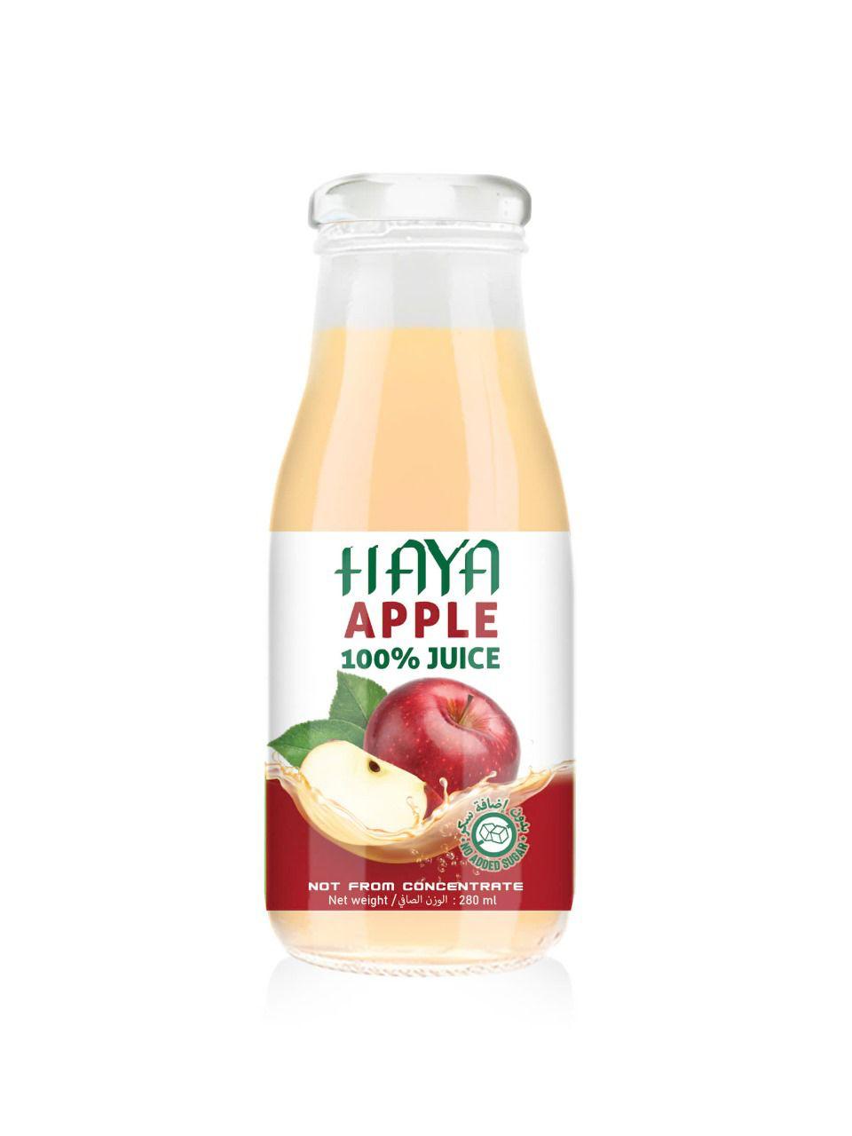Haya 100% Natural Apple Juice 280ml in Glass Bottle – Crisp & Refreshing Fruit Drink with No Added Sugar