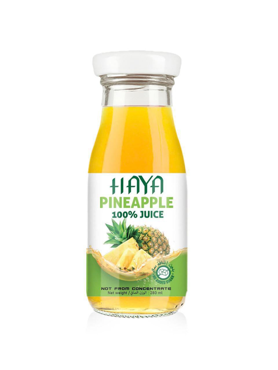 Haya 100% Natural Pineapple Juice 280ml in Glass Bottle – Juicy & Refreshing Tropical Fruit Drink